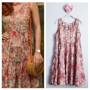 Anthropologie Love Kyla Silk Floral Embroidered Dress